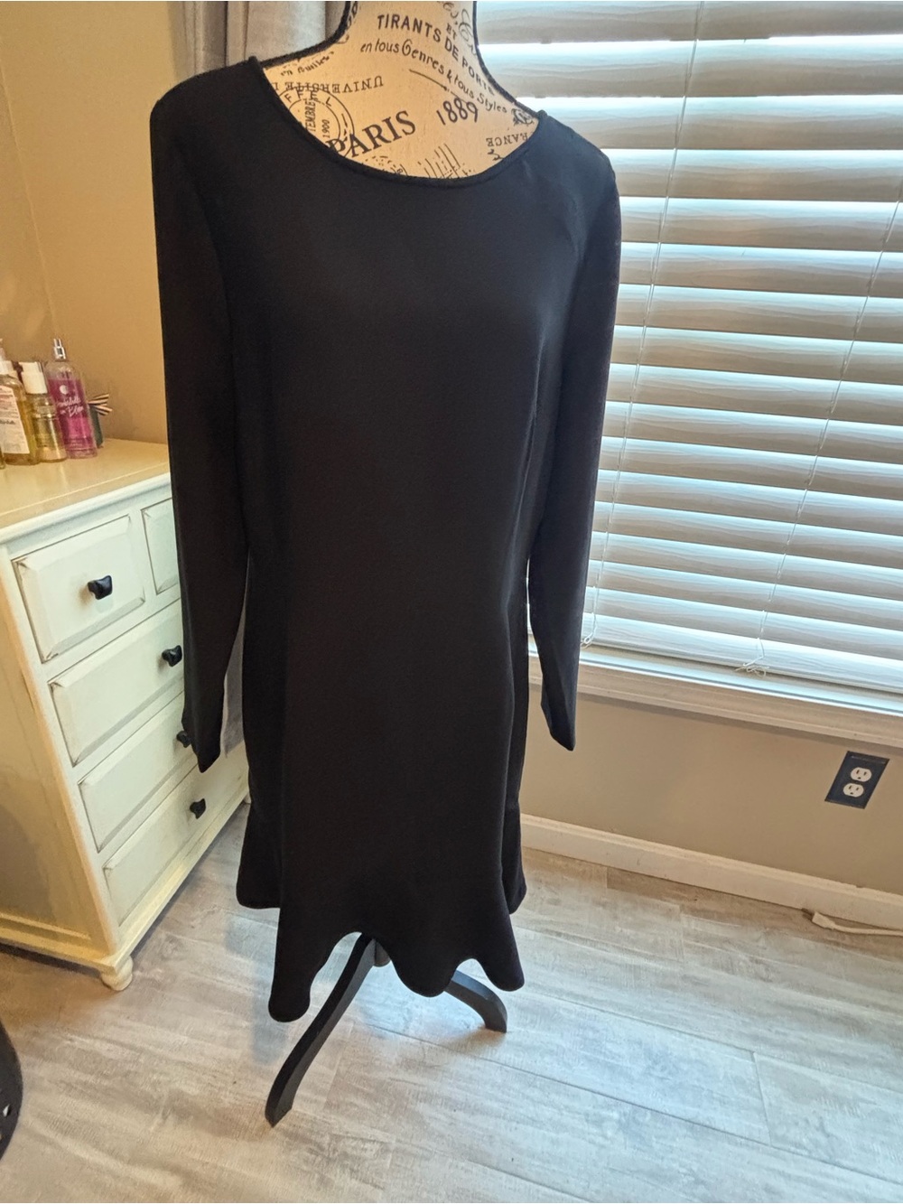 Banana Republic Black Long-Sleeve Fit-and-Flare Dress NWT